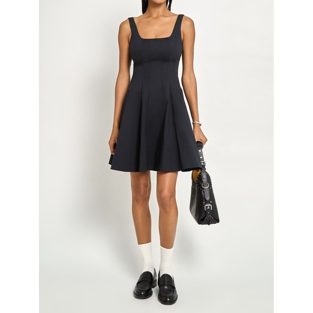 NWT o.p.t x Few Moda Iva Dress Black Square Neck Fit & Flare Mini Dress Size 0